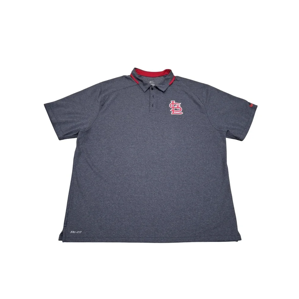 Nike Mens‎ St Louis Cardinals Dri-FIT Polo Shirt Gray MLB Authentic XXL